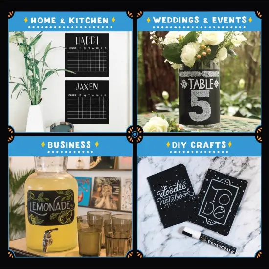 VersaChalk White Liquid Chalk Markers for Chalkboards, Set of 4 - 3mm Fine Tip {5}