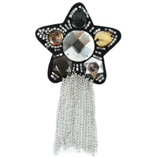 Star Beaded Brooch with Chains {1}
