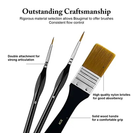 32 Pieces Paint Brush Set, Artist Series, Nylon Bristles with Round, Filbert, Flat, Fan, Angle, Fine Detail Brush, Suitable for Artists and Beginners for Acrylic Painting, Oil, Watercolor {5}