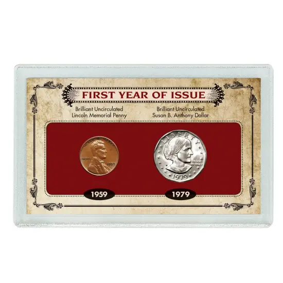 First Year of Issue Lincoln Memorial Penny and Susan B. Anthony Dollar {1}