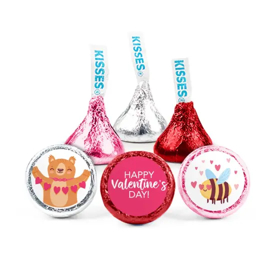 100ct Valentine's Day Candy Hershey's Kisses Chocolate with Stickers (1lb Approx. 100 pcs)- By Just Candy - By Just Candy {3}