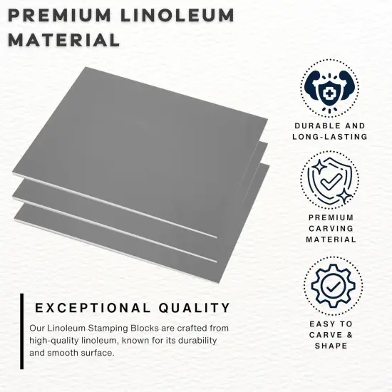 Pixiss Printmaking Supplies - Linoleum Blocks for Printmaking (3 Pack) 8"x10"x1/8" and Linocut Tools - Rubber Roller and Linocut Carving Tool for Block Printing Kit - Linoleum Stamp Making Kit {3}