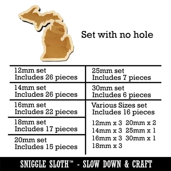 Michigan State Silhouette Mini Wood Shape Charms Jewelry DIY Craft {1}