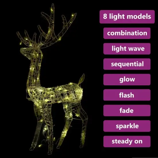 4 ft Warm White Acrylic Reindeer Christmas Decoration with 140 LEDs {3}