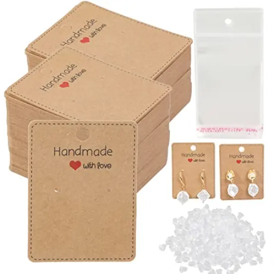150 Pack Earring Cards for Jewelry Packaging DIY Earrings Holder Display Card with Bag for Studs Selling (Brown(Earring Card), 5x6.5cm) {2}