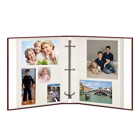 100 Pages (50 Sheets), Magnetic Self-Stick 3-Ring Photo Album Burgundy Red {2}
