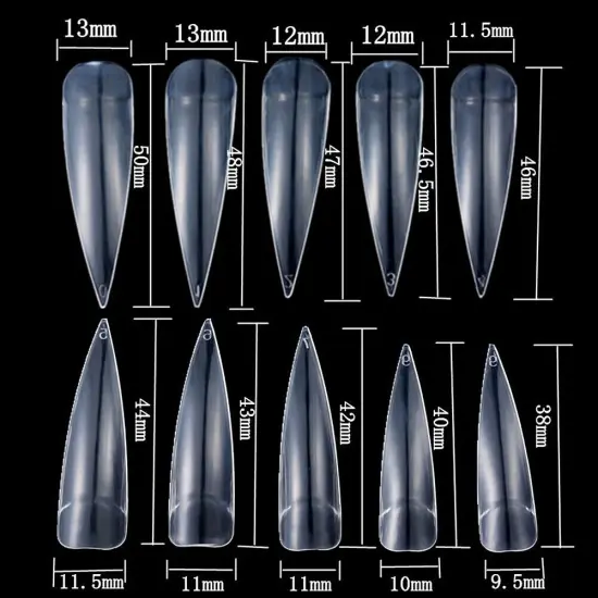 Kitcheniva Long Stiletto Pointy False Nail Tips Clear {6}