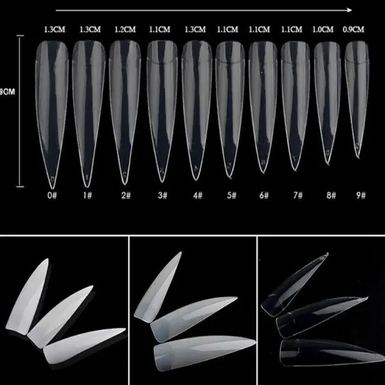 Kitcheniva Long Stiletto Pointy False Nail Tips White {3}