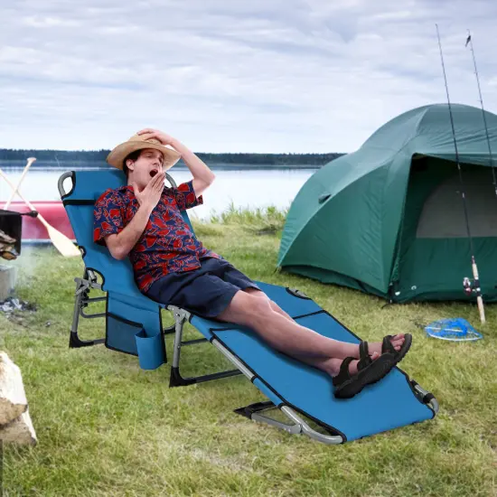 5-position Outdoor Folding Chaise Lounge Chair Blue {2}