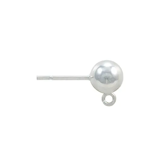 JewelrySupply Sterling Silver 5.6mm Ball Post Earrings with Open Ring (1 Pair of Sterling Silver Earrings) {3}