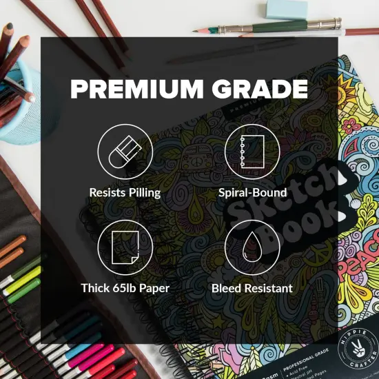 Sketch Book Pack 9 x 12 inches Pad, 2 Pack 100 Sheets Spiral Bound 65lb/100gsm, Acid Free Sketchbook Art Professional Artist Sketch Book for Drawing Painting Writing Paper Adults Kids Beginners {2}