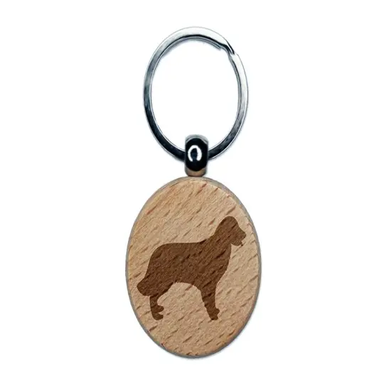 Golden Retriever Dog Solid Engraved Wood Round Keychain Tag Charm {1}