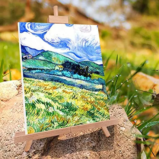 Painting Easel, Folding Wooden Tabletop Easel Stand Holds Highest to 21" Canvas, Portable Desktop Easel Suitable for Artists, Beginners, Students {3}