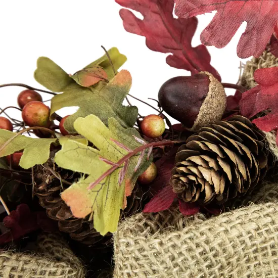 Northlight Rustic Burlap Fall Harvest Wreath with Acorns and Berries, 18-Inch Red {6}