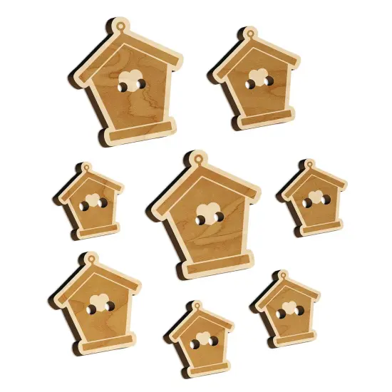 Birdhouse Silhouette with Heart Wood Buttons for Sewing Knitting Crochet DIY Craft {7}