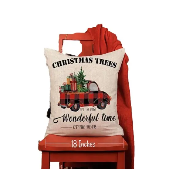 Kitcheniva Christmas Throw Pillow Plush Cushion Covers 18 x 18 4 Pcs {3}