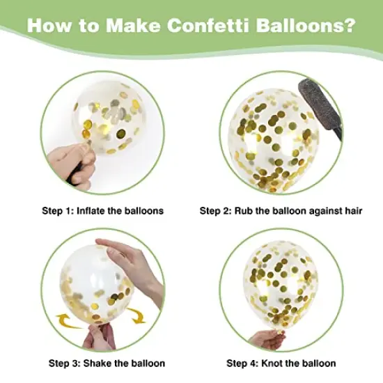 65 Pieces 12 Inches Sage Green Gold Confetti Balloons Kit, Green White Metallic Gold Party Balloons with Ribbons for Birthday, Wedding, Baby Shower, Graduation, Eucalyptus Party Decorations {5}