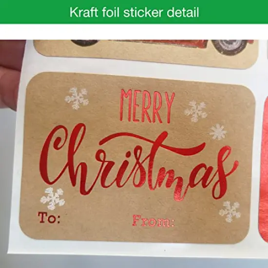 80-Count Foil Kraft Christmas Tags Sticker,8 Jumbo Designs - Xmas to from Christmas Stickers Name Tags Write On Labels - Holiday Present Labels {6}