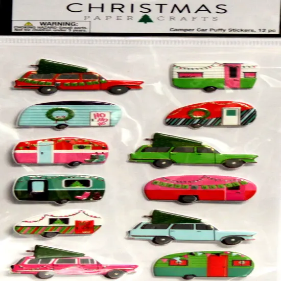Christmas Camper Car Puffy Dimensional Stickers {1}