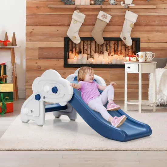 Freestanding Baby Mini Play Climber Slide Set with HDPE anf Anti-Slip Foot Pads Blue {2}