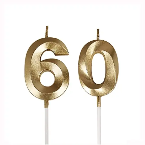 60th Birthday Candles,Gold Number 60 Cake Topper for Birthday Decorations Party Decoration {3}