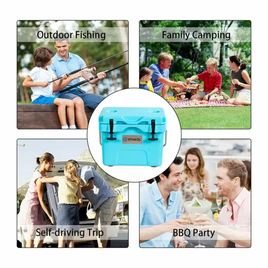 16 Quart 24-Can Capacity Portable Insulated Ice Cooler with 2 Cup Holders Blue {6}