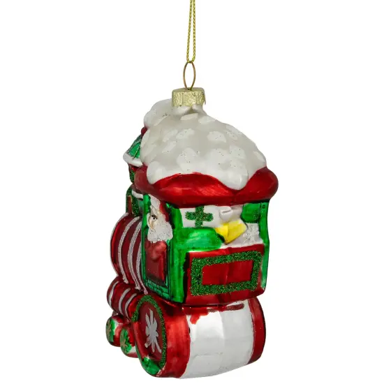 Northlight Glittered Train Christmas Glass Hanging Ornament - 4.5" - Red and Green {6}