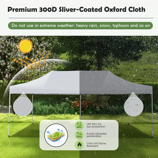 10 x 20 Feet Outdoor Pop-Up Patio Folding Canopy Tent-White {3}