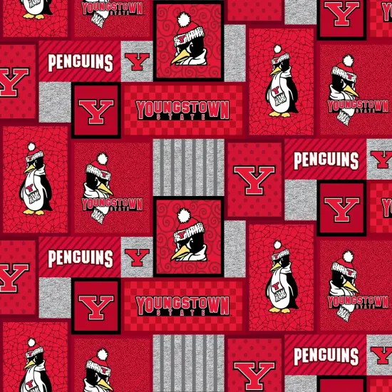 Sykel Enterprises-Youngstown State University Fleece Fabric-Youngstown Penguins Buffalo Plaid Fleece Blanket Fabric-Sold by the yard {1}