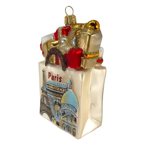 France Shopping Bag Polish Glass Christmas Ornament {4}