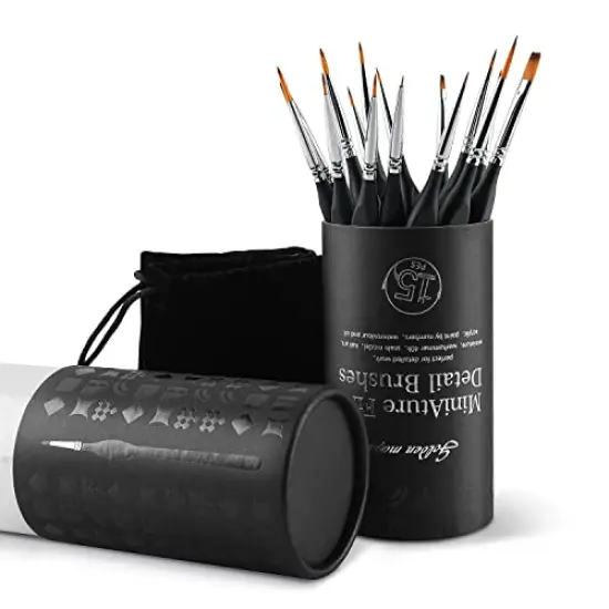 15 PCS Miniature Paint Brushes, Model Brushes Micro Detail Paint Brush Set, Fine Detailing for Acrylics, Oils, Watercolors & Paint by Number, Citadel, Figurine, Warhammer 40k (Black) {5}