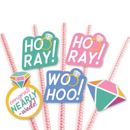 Big Dot of Happiness Just Engaged - Colorful - Paper Straw Decor - Engagement Party Striped Decorative Straws - Set of 24 {7}