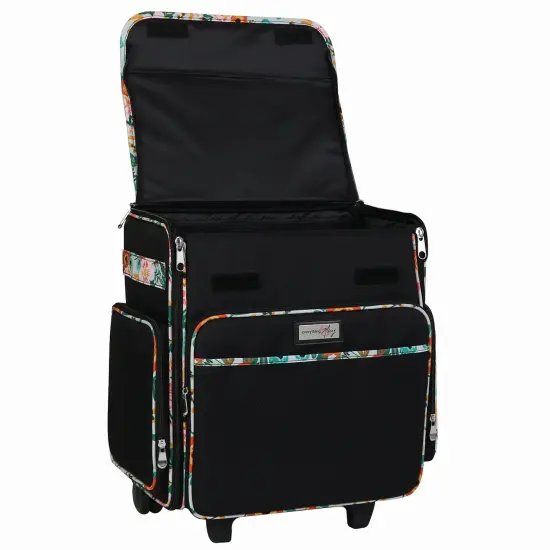 Collapsible Rolling Scrapbook & Featherweight Case, Black & Floral {3}