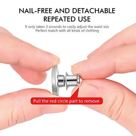 12 Sets Button Pins for Loose Jeans, No Sew and No Tools Instant Replacement Snap Tack Pant Button, Ceryvop Reusable and Adjustable Metal Pants Button Tightener {2}