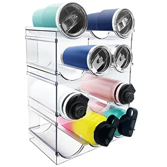 Water Bottle Organizer, Stackable Kitchen Pantry Organization and Storage Shelf, Plastic Holder for Fridge Kitchen Cabinet Organizer and Storage, Tumbler Travel Mug Cup Organizer {2}