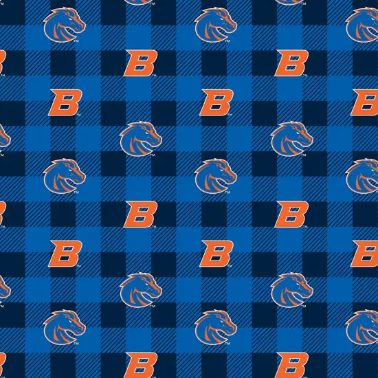 Sykel Enterprises-Boise State University Fleece Fabric-Boise State Broncos Buffalo Plaid Fleece Blanket Fabric-Sold by the yard {1}