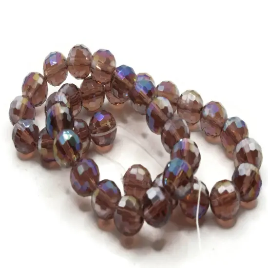 36 10mm Purple Faceted Round Glass Beads with AB Finish {1}