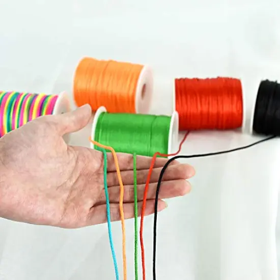 2 mm x 110 Yards Black Nylon Cord Satin String for Bracelet Jewelry Making Rattail Macrame Waxed Trim Cord Necklace Bulk Beading Thread Kumihimo Chinese Knot Craft {3}