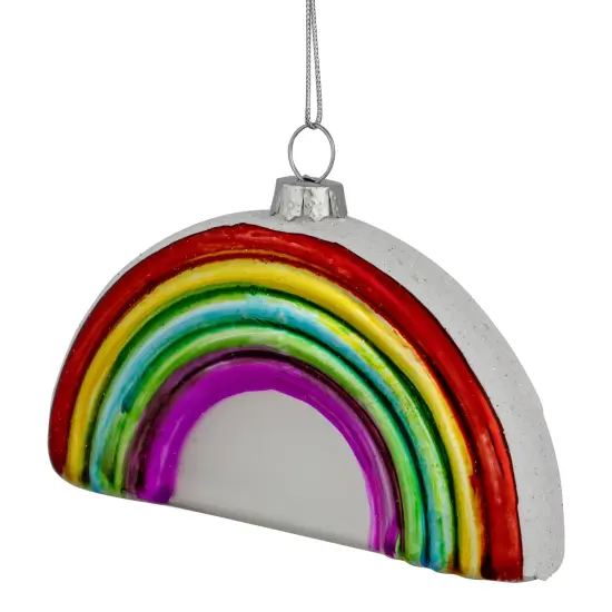 Northlight 4" Shiny Arched Rainbow Hanging Glass Christmas Ornament Multi {4}