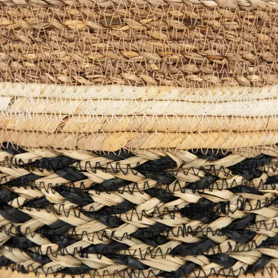 Northlight Seagrass Weave Round Storage Baskets with Handles - 15" - Set of 3 Beige {6}