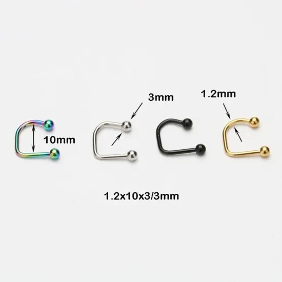 Kitcheniva 2 Pcs Surgical Steel Ball Top Lip Loop Labret Ring Black {3}