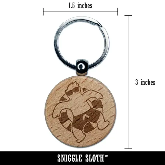 Summer Man in Swimsuit Floating Engraved Wood Round Keychain Tag Charm {2}