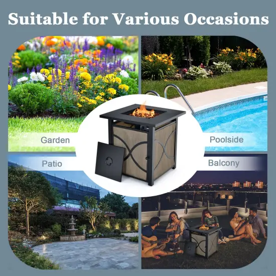 25 Inch 40000 BTU Propane Fire Pit Table with Lid and Fire Glass {5}