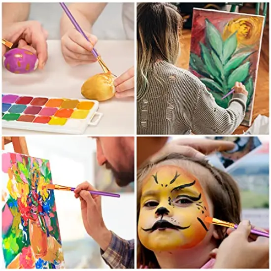 Acrylic Paint Brushes Set, 16Packs / 160 Pcs, Suitable for Acrylic, Oil, Watercolor,Rock Body Face Nail Art,Perfect Suit of Art Painting, Best Gift for Kids Adult Drawing, Purple {3}