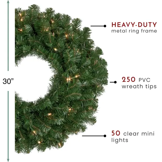 Northlight Pre-Lit Deluxe Windsor Pine Artificial Christmas Wreath - 30" - Clear Lights Green {5}