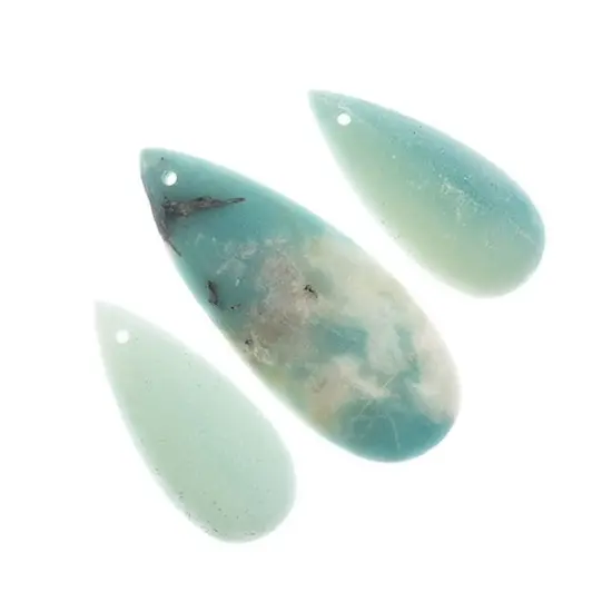 Earth's Jewels Semi-Precious Natural Amazonite Matte Teardrop Pendants {2}