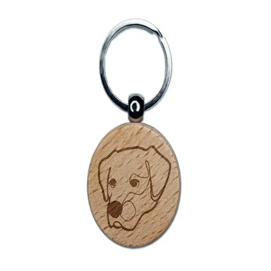 Labrador Dog Artsy Contour Line Engraved Wood Round Keychain Tag Charm {1}