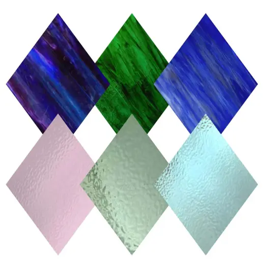 Wissmach 6 Sheet Mixed Color Variety Stained Glass Pack, Purple/Green/Blue {2}