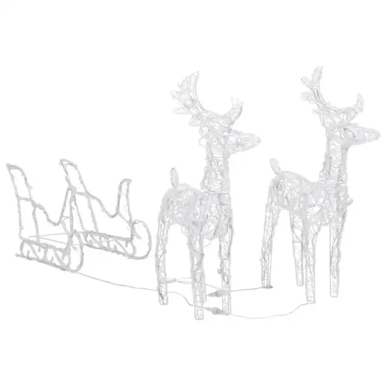 Acrylic Reindeers & Sleigh Christmas Decoration 51.2" with 160 LEDs {1}