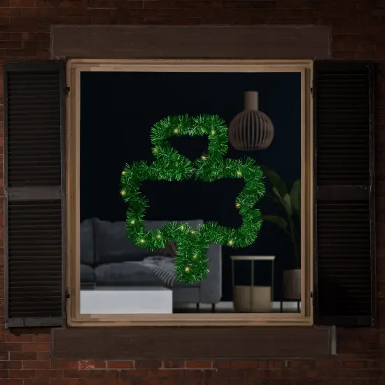 Northlight LED Lighted Tinsel Shamrock St. Patrick's Day Window Decoration - 25" Green {3}